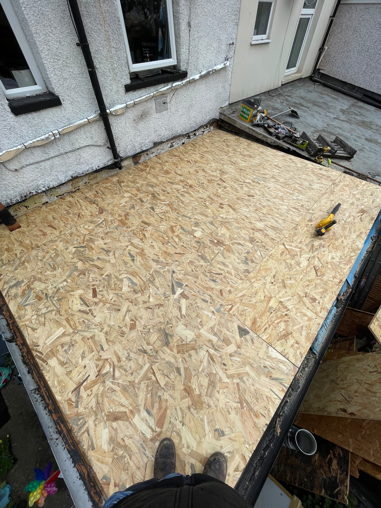 Before — new OSB deck fitted